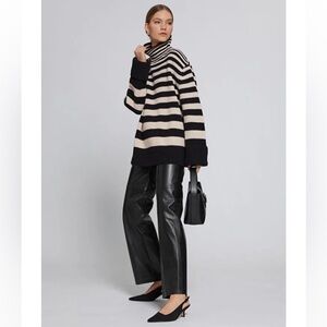 & Other Stories Black and Cream Striped Turtleneck Sweater